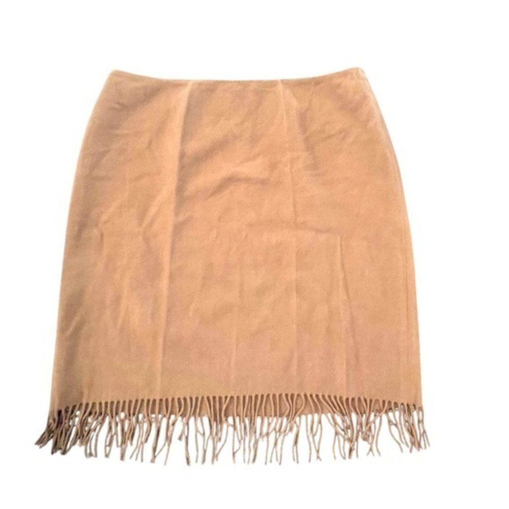 100% Wool Short Skirt Jones New York Signature Size 16 NWT Lined Brown Fringe